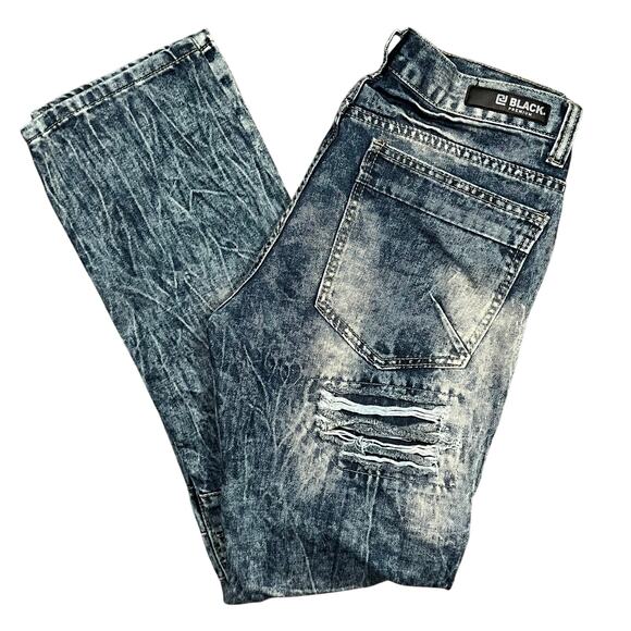 CJ Black Premium Slim Fit Distressed Zipper Acid Wash Denim Jeans Mens 30 32 - Picture 6 of 9